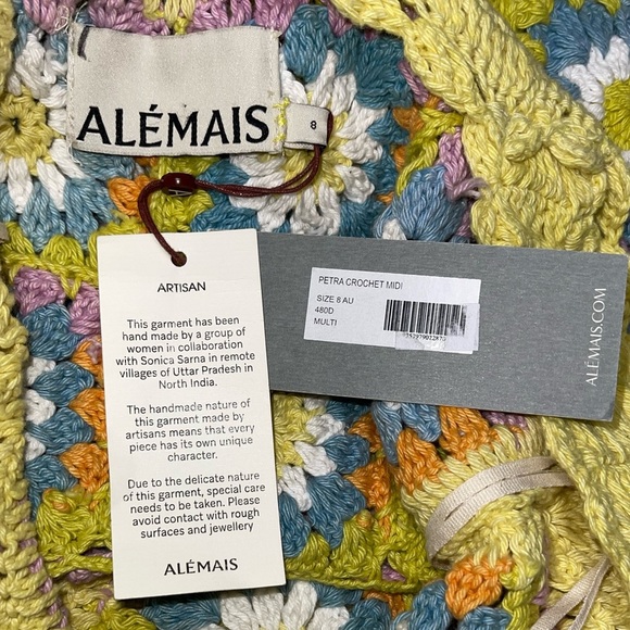NWT Alémais Petra Crochet Midi Dress. Size US 4 - Picture 6 of 15